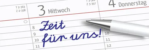 Grafik: Zeit für uns - Erinnerung im Kalender für eine  Kurzurlaub