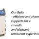 Photo of our service robot Bella with a short description of its functions