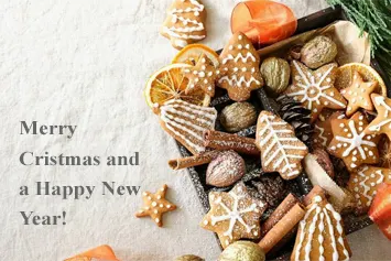 Two photos: Christmas cookies and greetings for Christmas and the New Year
